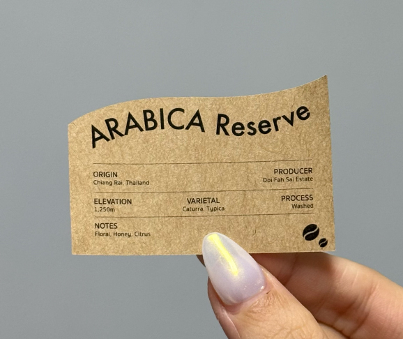Arabica Reserve kraft paper label
